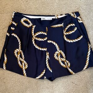 Zara  Shorts in Navy and Gold Rope Design